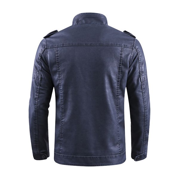 

washing leather coat jacket large size retro pu leather 3d, Black