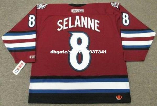 

wholesale mens teemu selanne colorado avalanche 2003 ccm alternate retro hockey jersey, Black;red