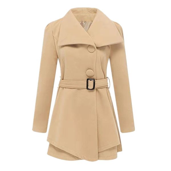 

cotton slim women overcoat 2019 winter mid-long style solid beige black woman outwear jackets ladies elegant button casual coat, Black;brown