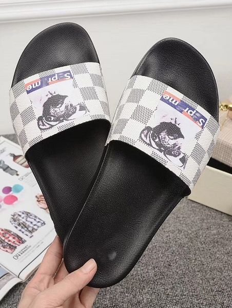 

2019 Designer sandals with box size 35-46 men women slippers slip on rubber leather slipper slipper
