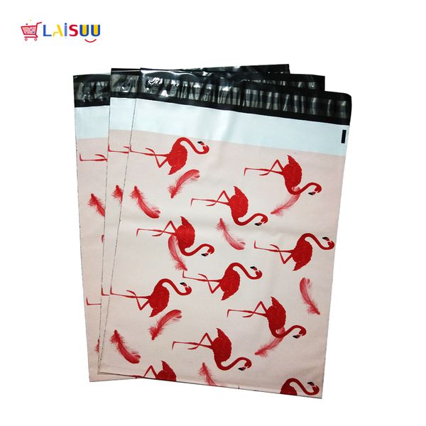 

50pcs 32*40cm 12.5*15.7 inch fashion pink flamingo pattern thicken poly mailers self seal plastic mailing envelope shipping bag