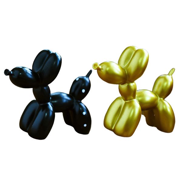 

2xballoon dog statue figure ornament polished shinning surface -golden/black
