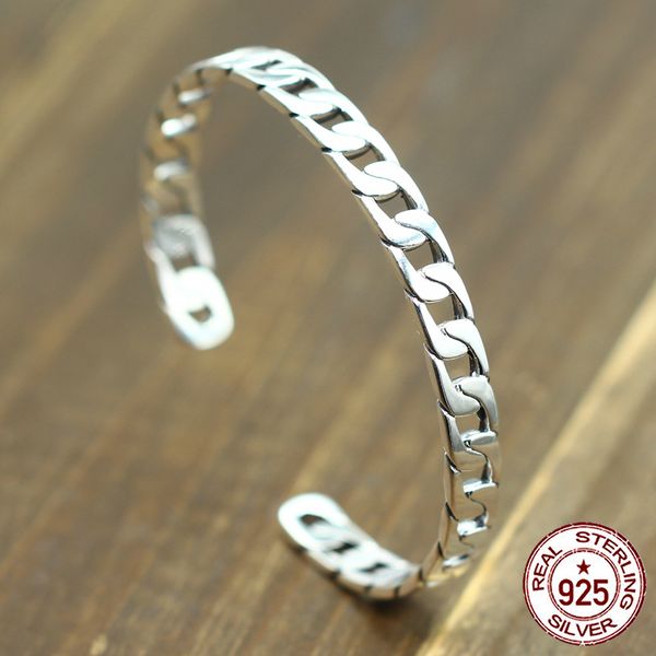 

100% s925 men's women's bracelets retro personality simple jewelry hollow open a lifetime gift ring to send a gift of love hot, Black