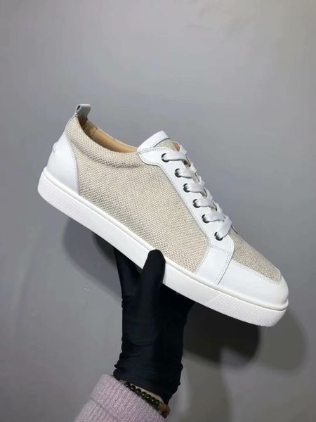 

2020 sneaker low casual flats red bottom shoes for men women party designer sneakers lovers genuine leather flat, Black