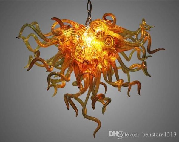 

amber glass chandelier for home decoration led lamps energy saving light source style hand blown glass american chandelier