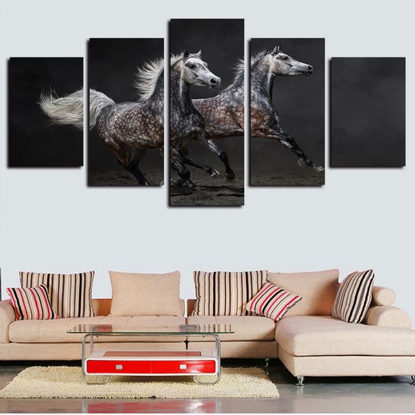 

5 panels galloping horses painting artworks canvas wall art for home wall decor abstract poster canvas print oil painting