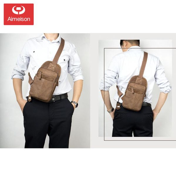 

european and american retro matte leather men's chest bag leather outdoor leisure multi-function shoulder chest bag tide axb002