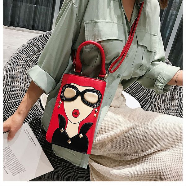 

teenage bag 2020 new cartoon phone bag personality bump one shoulder hand-held oblique cross