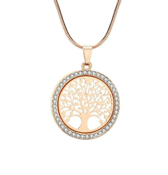 

ylwhjj tree of life crystal round small pendant necklace gold silver colors bijoux collier elegant women jewelry gifts