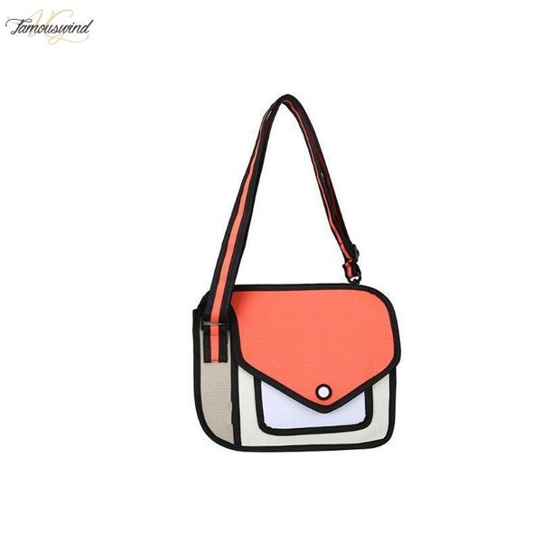 

woman 2d shoulder school bag 3d plain drawing cartoon paper comic crossbody handbag drop shipping good quality
