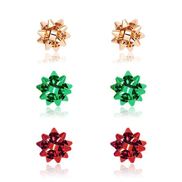 

3 pairs christmas bow earrings xmas present bow earrings christmas stud earrings for women girls 2020 fashion new year gift, Silver