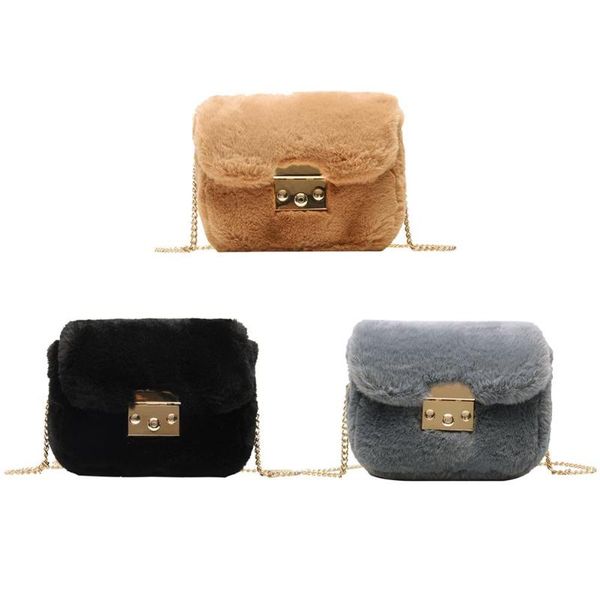 

fashion plush messenger bag women chain small shopping shoulder handbags
