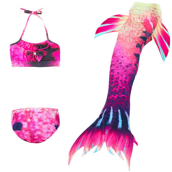 

little mermaid tails for swimming girls swimsuit kids children swimmable suit bikini bathing fancy wear no, Black;red