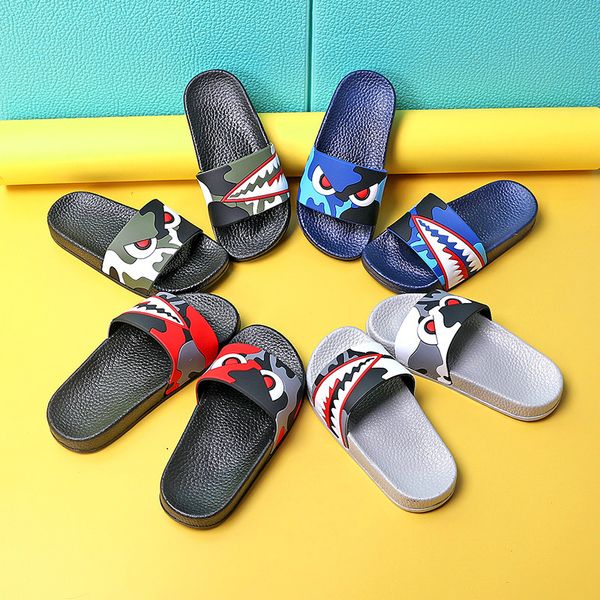 

adorable smile boy summer bathroom slides cartoon kids slippers, Black;grey