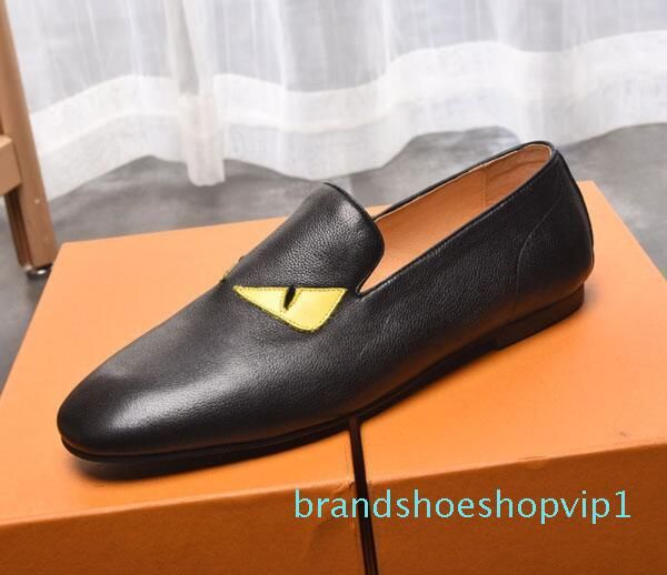 

black leather set of shoes men yellow eyes designer casual shoes moccasins loafers lace ups monk straps drivers real leather sneakers werr02