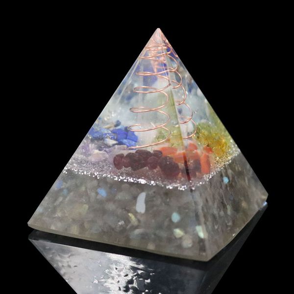 

5 pcs unique labradorite stone and resin geometric pyramid pendant yellow citrine crystal gold plated jewelr, Silver