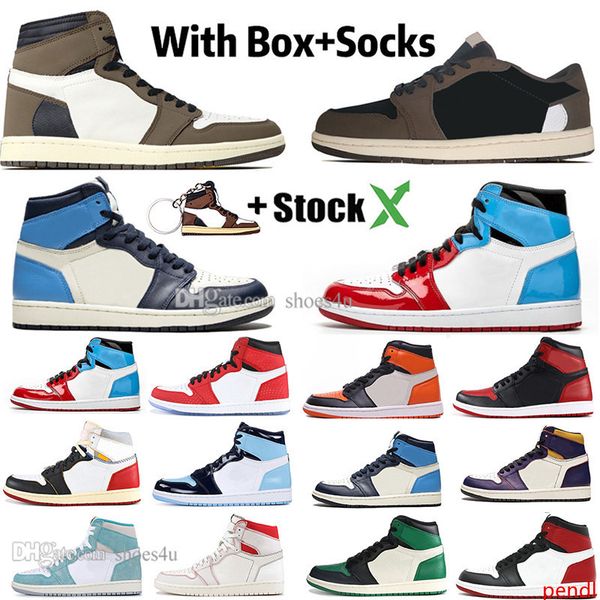 

1 high travis scotts low fearless obsidian mens basketball shoes spiderman unc turbo green banned bred toe men sport designer sneakers