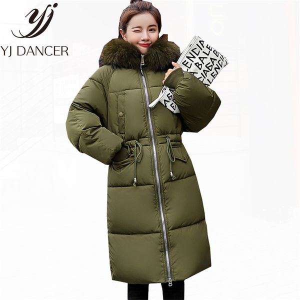 

2018 new long section fashion winter female warm coat thicken hooded fur collar women's europe america cotton clothing css155, Black