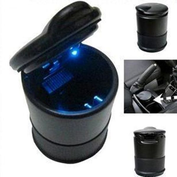 

1pc car auto led ashtray blue led light cigarette smoke ash cylinder bin holder with lid for kia