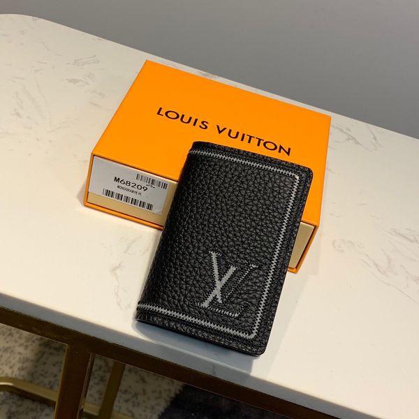 

2020 men's and women's wallets, durable leather, christmas gifts, delivery, model: m68209 size 8-11-1cm with box, Red;black