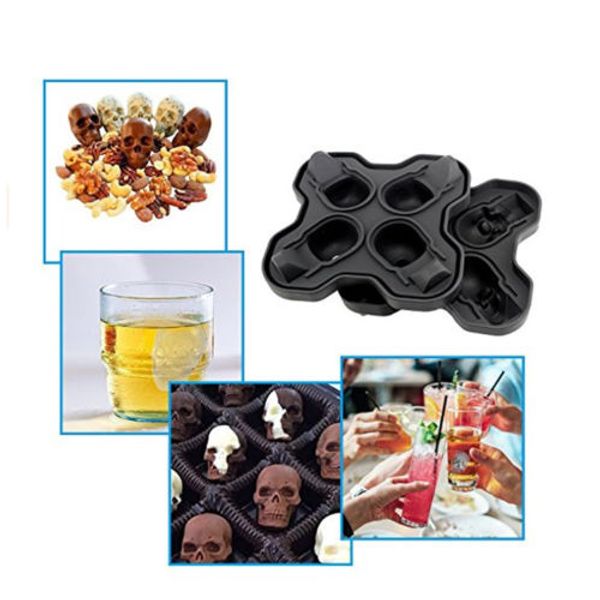 

new silicone 3d skull shape ice cube trays mold mould cocktails whisky maker