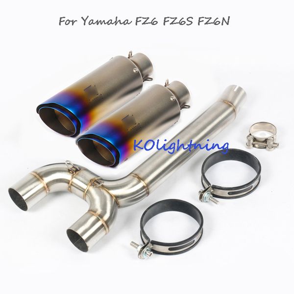 

slip on fz6 fz6n exhaust system muffler escape tip muffler middle mid link tube pipe for fz6 fz6s fz6n motorcycle bike