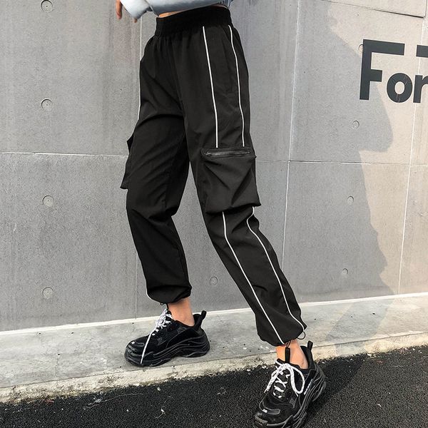 

womens designer pants 2019 new autumn fashion luxury pants for women brand loose sport womens trousers with many pockets wholesale s-l, Black;white