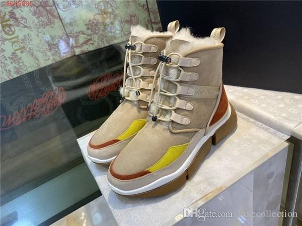 

womens latest classic winter snow boots leisure fashion campaign high - fashion boots fur and leather ankle boots with box 35-40, Black