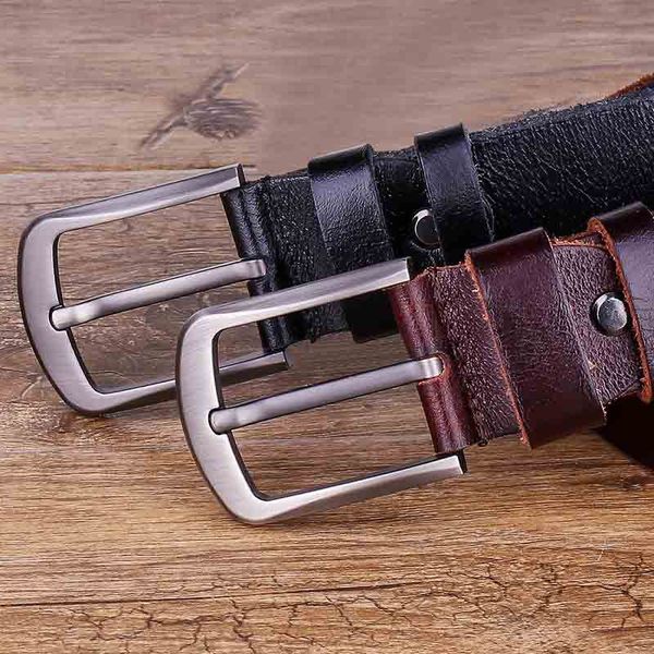 

wind head wallet wallet layer yellow cowhide men's leather pin buckle leisure youth belt middle-aged belt, Black;brown