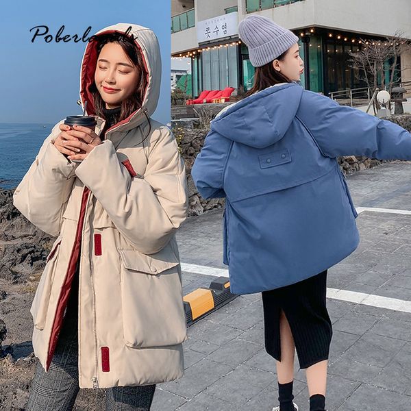 

winter jacket parkas 2019 autumn women korean warm down cotton padded jacket female bread coats clothes hooded coats, Tan;black