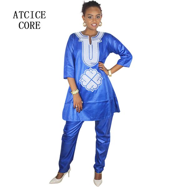 

african dresses for women soft material embroidery design dress and pants two pcs together lb069#, Red