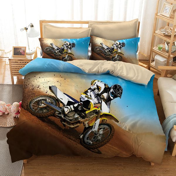 3d Bedding Set Queen Size Motorcycle Design Print Duvet Cover Set