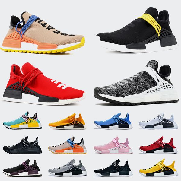 

2019 pharrell williams nmd human race women men running shoes size 36-47 equality purple red hu race nerd trainers sneakers, White;red