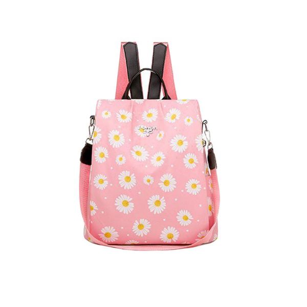 

women oxford fabric daisy printed backpack anti-theft soft handle detachable strap handbag large capacity casual shoulder bag