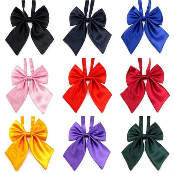 

school girl uniform bow tie students cute bowknot necktie adjustable yrd 12*17cm, Black;blue