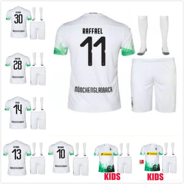 

2019 borussia monchengladbach home kids kit soccer jerseys 19 20 raffael stindl plea ginter elvedi boys child football shirt maillot de foot, Black;yellow