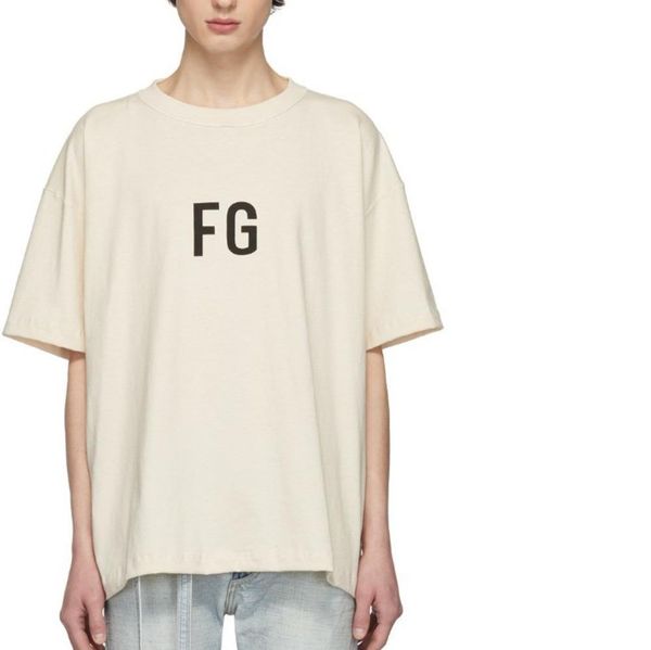 

19ss fear if god fb print абрикос с коротким рукавом мода повседневная high street tee мужчины и женщины пары наизнанку футболка hfsstx115, White;black