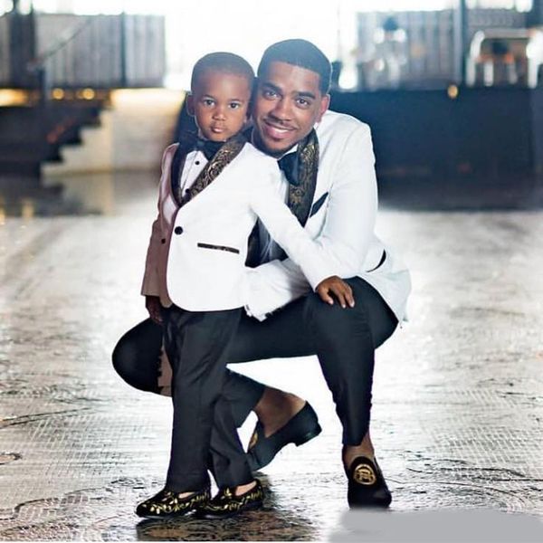 

white mens suits slim fit wedding grooms tuxedos gold pattern shawl lapel formal blazer two pieces prom suit (jacket+pants, Black;gray