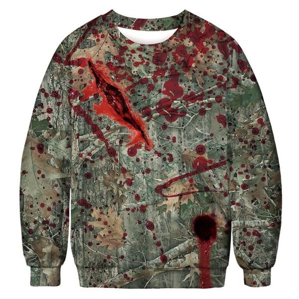 

hoodies terrifying style print long sleeve loose female circular collar casual sweatshirts womens 3d print, Black