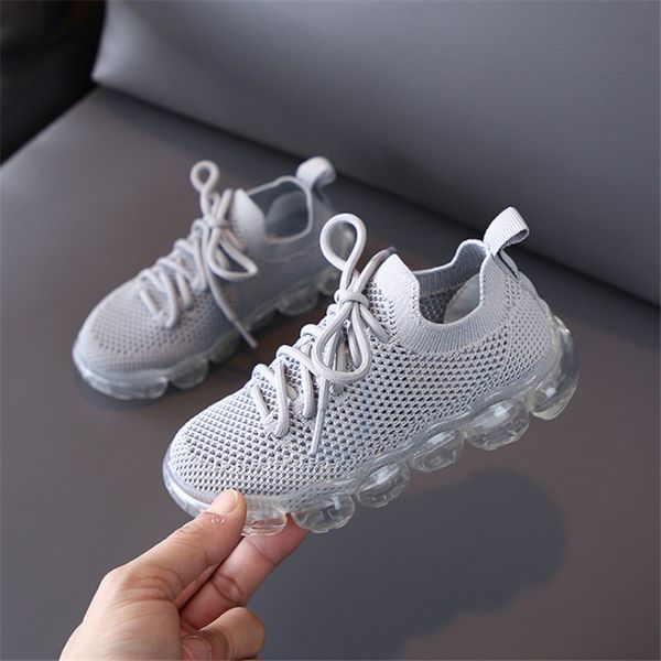 

dimi 2020 new children shoes breathable knitting soft comfortable transparent sole non-slip kids sneakers for boy girl t200624, Black;red