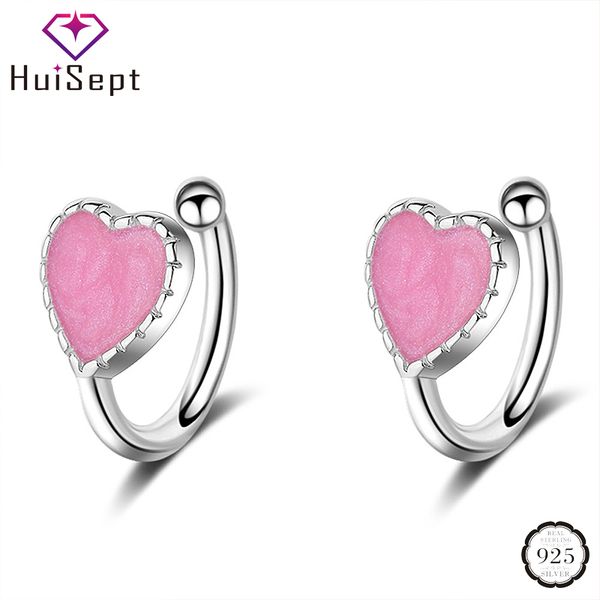 

huisept мода 925 серебряных серьги ювелирных изделий розового зеленый сердце форма серьга стержень для женщин венчания promise партии подаро, Golden;silver