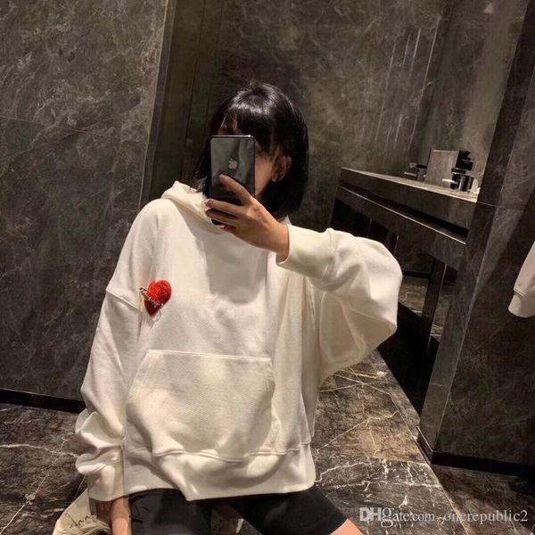 

19ss luxury europe italy love heart embroidery pin logo hoodie women men hooded sweatshirt hoodies hip hop men sweatshirt zdl1011, White;black