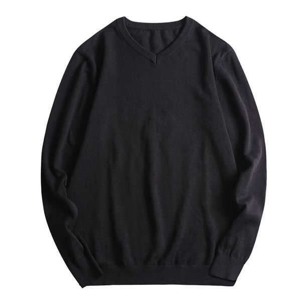 

100% cotton big size l-8xl man long sleeve v-neck knitwear grey pullover male knitted clothing autumn spring men sweater, White;black