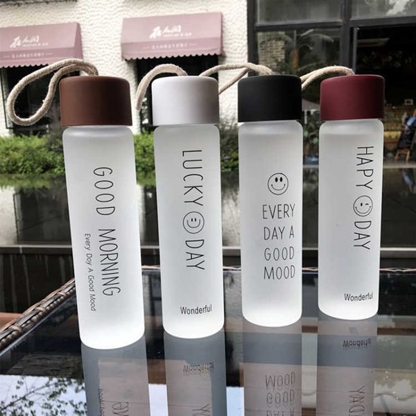 

frosted glass water bottles tumbler tea mugs outdoor sport portable glasses cups kid children school drink cup with lid bc bh3803