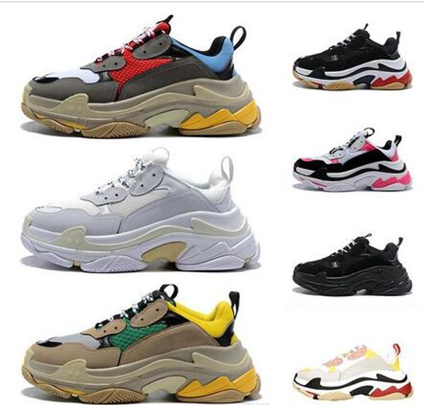

triple s designer casual shoes paris 17fw low old dad sneaker combination soles boots mens womens fashion high size 36-45, Black