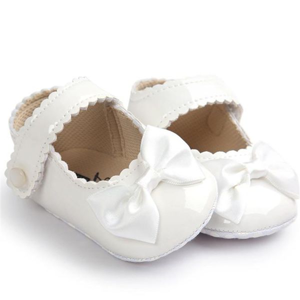 

baby girl bowknot leater shoes sneaker anti-slip soft sole toddler 3.12, Black