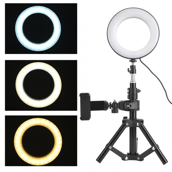 

6w 6 inch dimmable selfie led ring light pgraphy fill lamp with folding phone clip for makeup/phone live/pgraphy