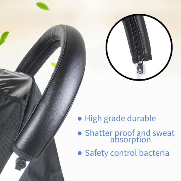 

pu leather replacement baby pram stroller armrest handle cover dust proof washable protective case practical soft wheelchairs