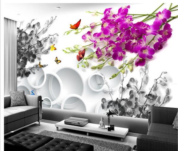 

орхидея открытая бабочка мода фон стены 3d фрески обои для гостиной
