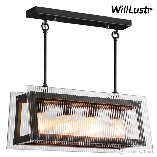 

retro iron pendant lamp creative glass box suspension light living dinning room bedroom american style luxury hanging lighting